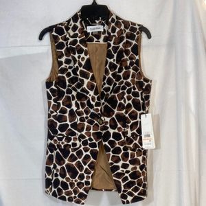 Calvin Klein Giraffe Linen Print Vest Women's Size 2
